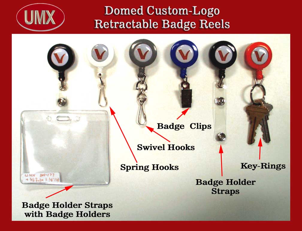 Domed Custom-Logo Retractable Reels for Name Badge holders or ID Card Holders