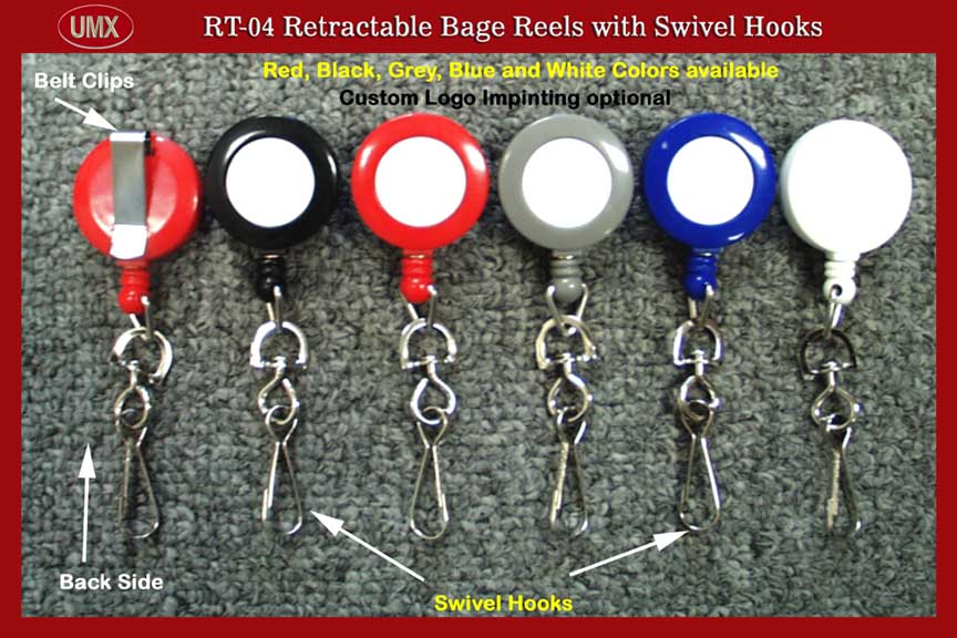 RT-04 Retractable ID Card Reel with Swivel Hook for ID card holder or badge
clip