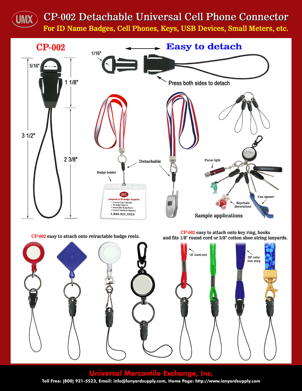 Detachable Universal String With Detachable Buckle For CellPhones, Name Badges, IDs, MP3 or USB.