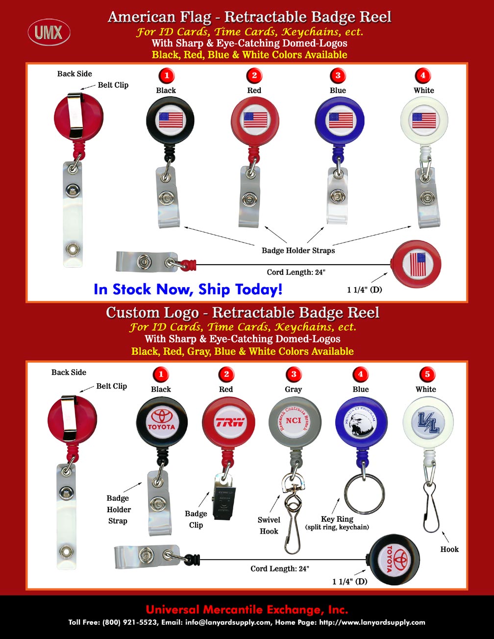 American Flag RT - 01 Retractable Badge Holder, ID Holders with Badge Holder Straps