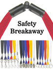 Low cost plain, non-printed safety lanyards with secured-breakaway.