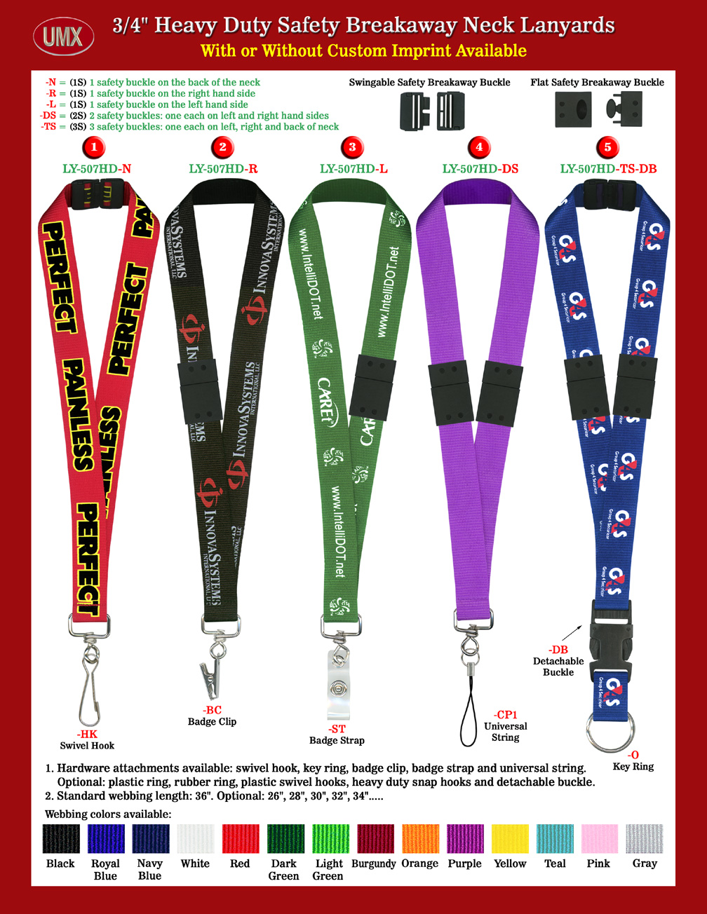 3/4" LY-507HD Big Size Safety ID Holder Lanyards.