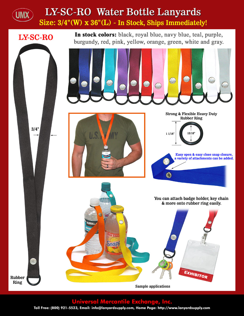 Bottle Cap Lanyards - 3/4" Low Cost Easy-Snap-On Bottle Cap Lanyards For Bottle Drinks