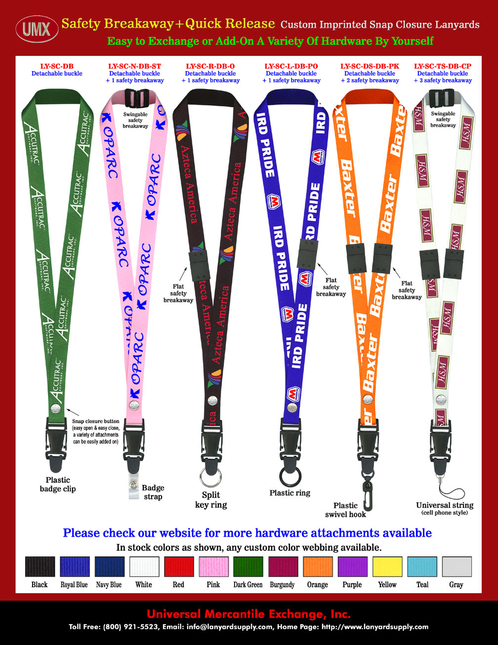 Custom Printed Quick Release and Safety Breakaway Snap-Button Lanyards