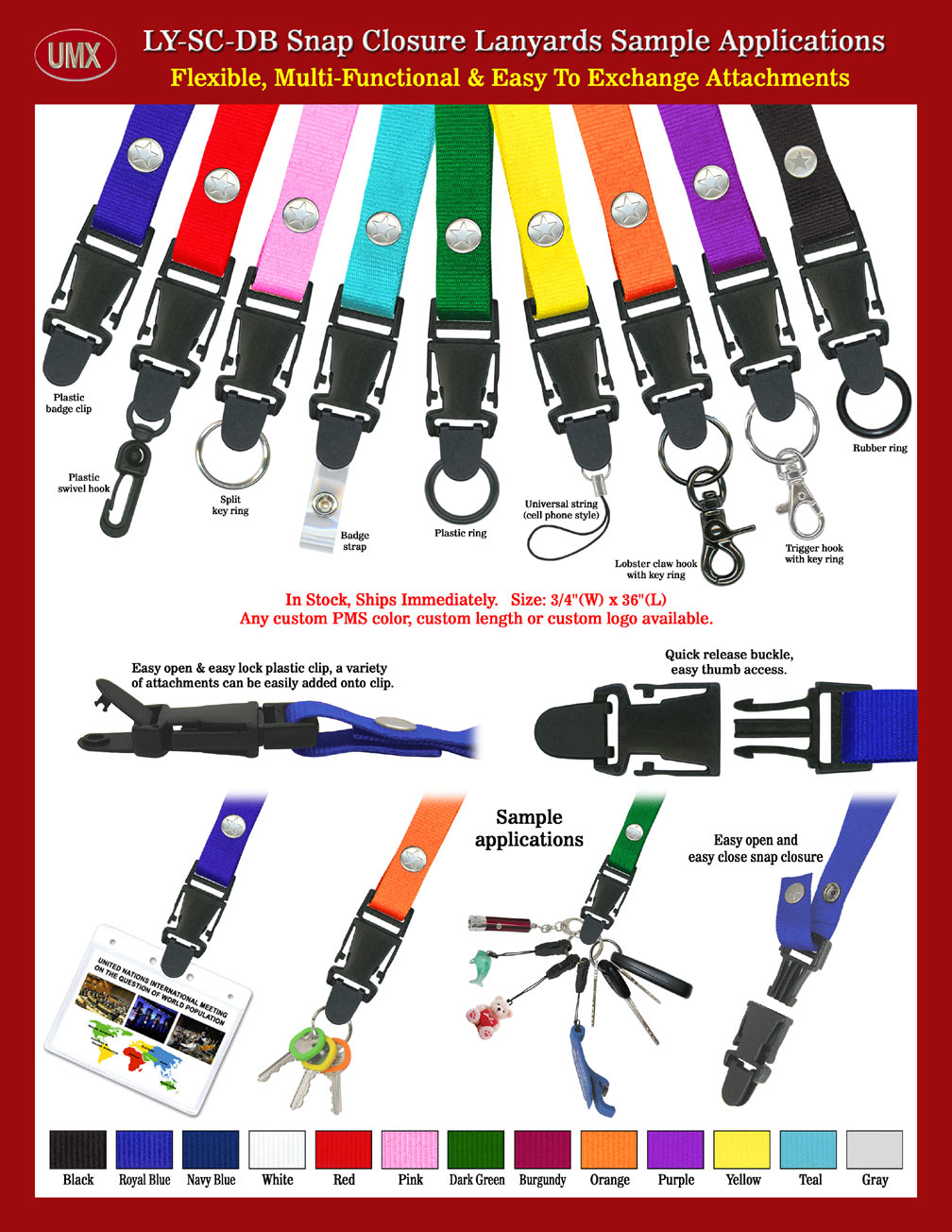 Snap-Fastener Quick Release Lanyard Samples With Application Photos
