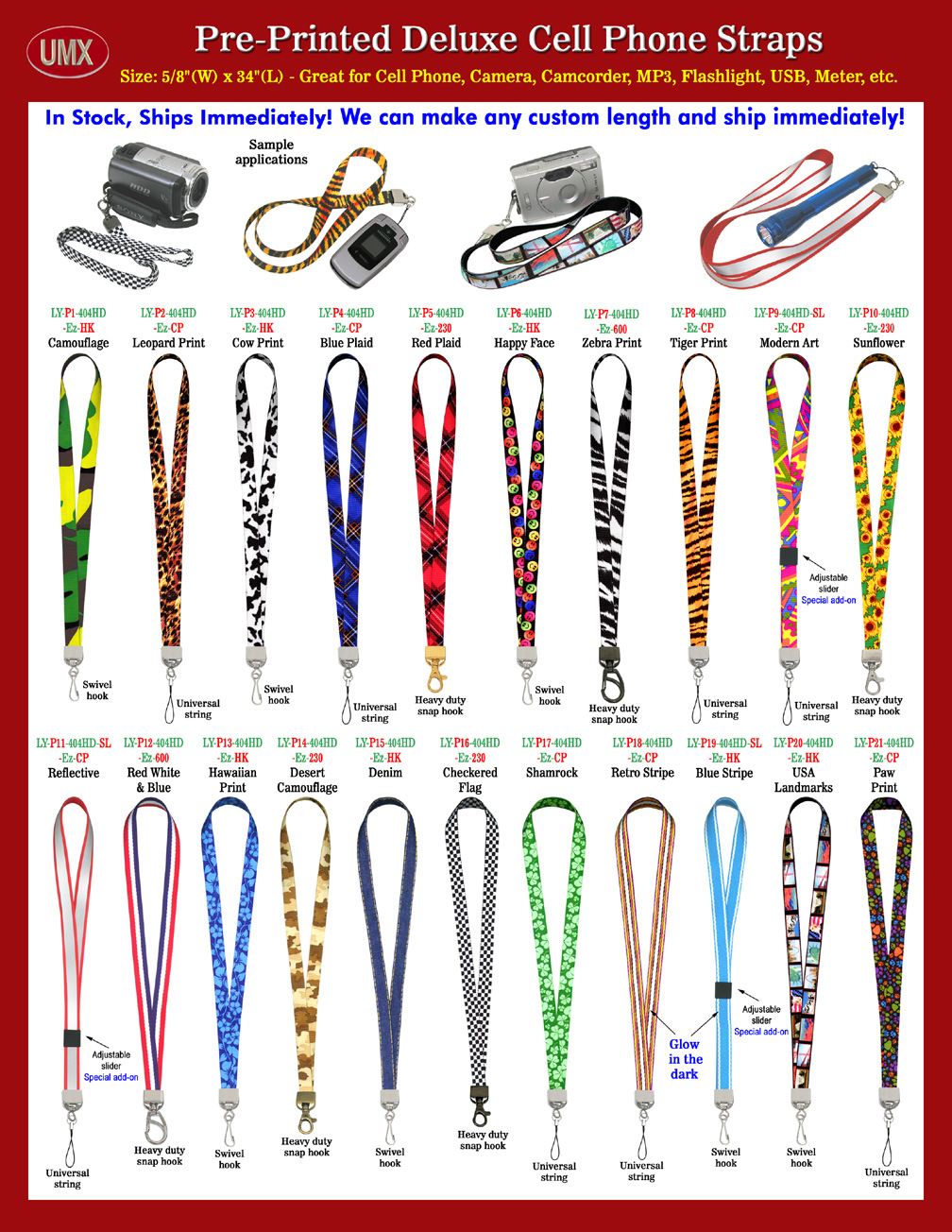 Ez-Adjustable Deluxe Cell Phone Strap Supplies: With Pre-Printed Themes.