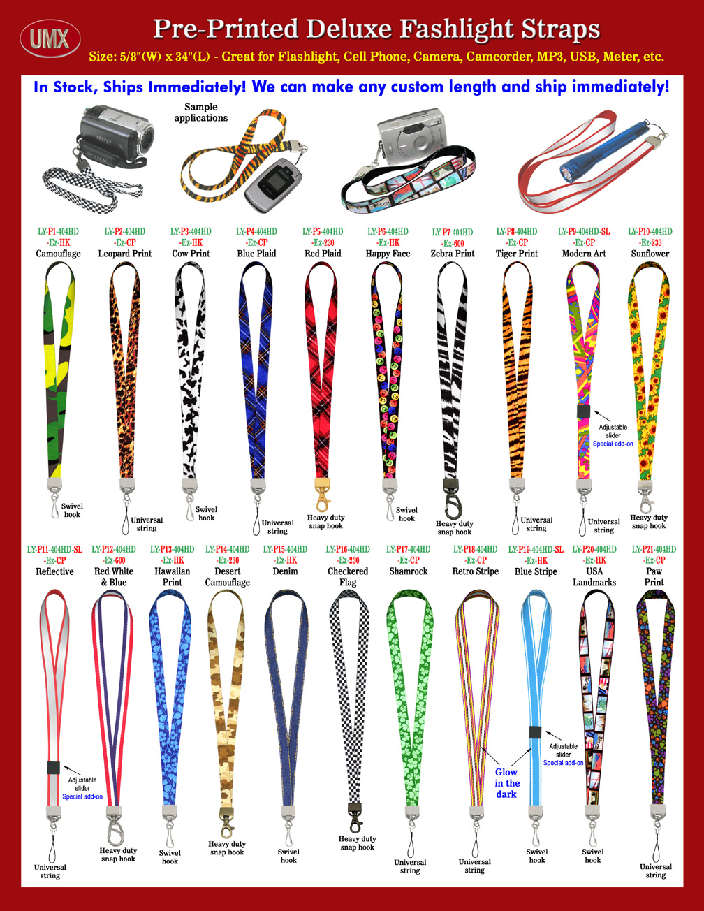 Ez-Adjustable Deluxe Flashlight Strap Supplies and Flash Light Strap Suppliers.