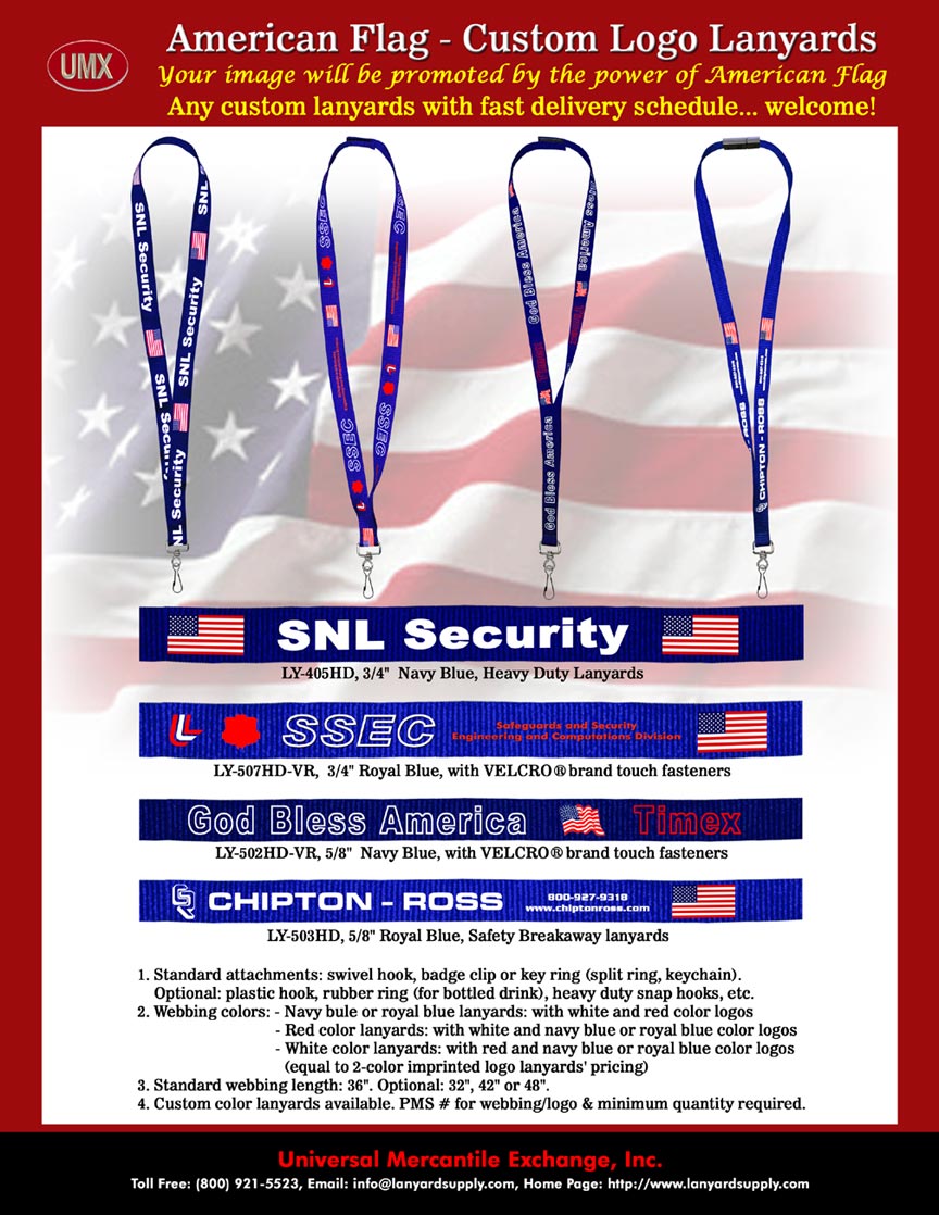 Lanyard: American Flag - Custom Logo Lanyards - The Patriotic Lanyard Series