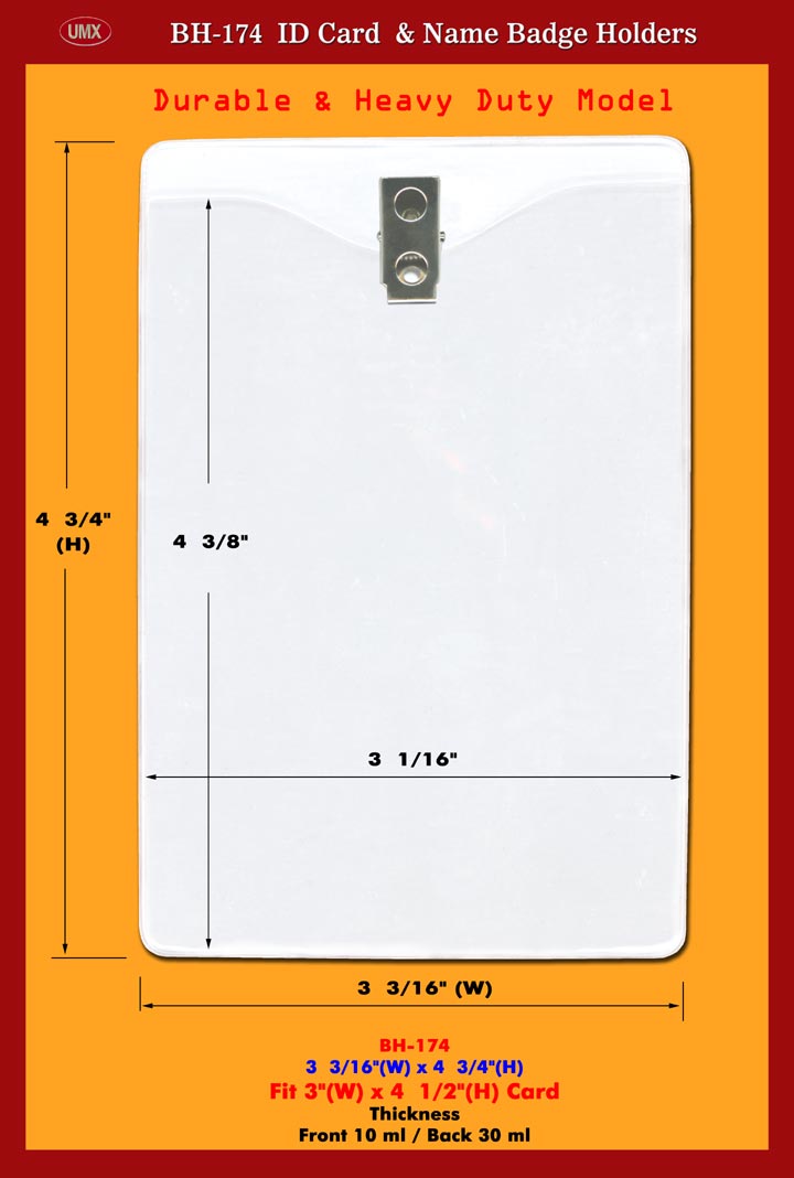 Long-Wear and Heavy Duty 3(w)x4 1/2(h) id Name Badge Holder Supply
